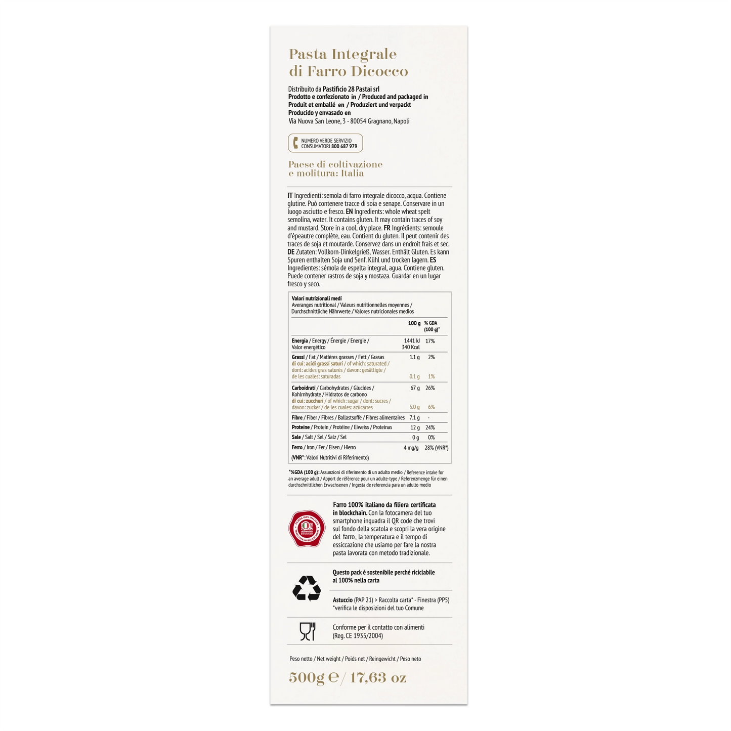 Linguine di Gragnano al farro Dicocco - 6 x 500gr