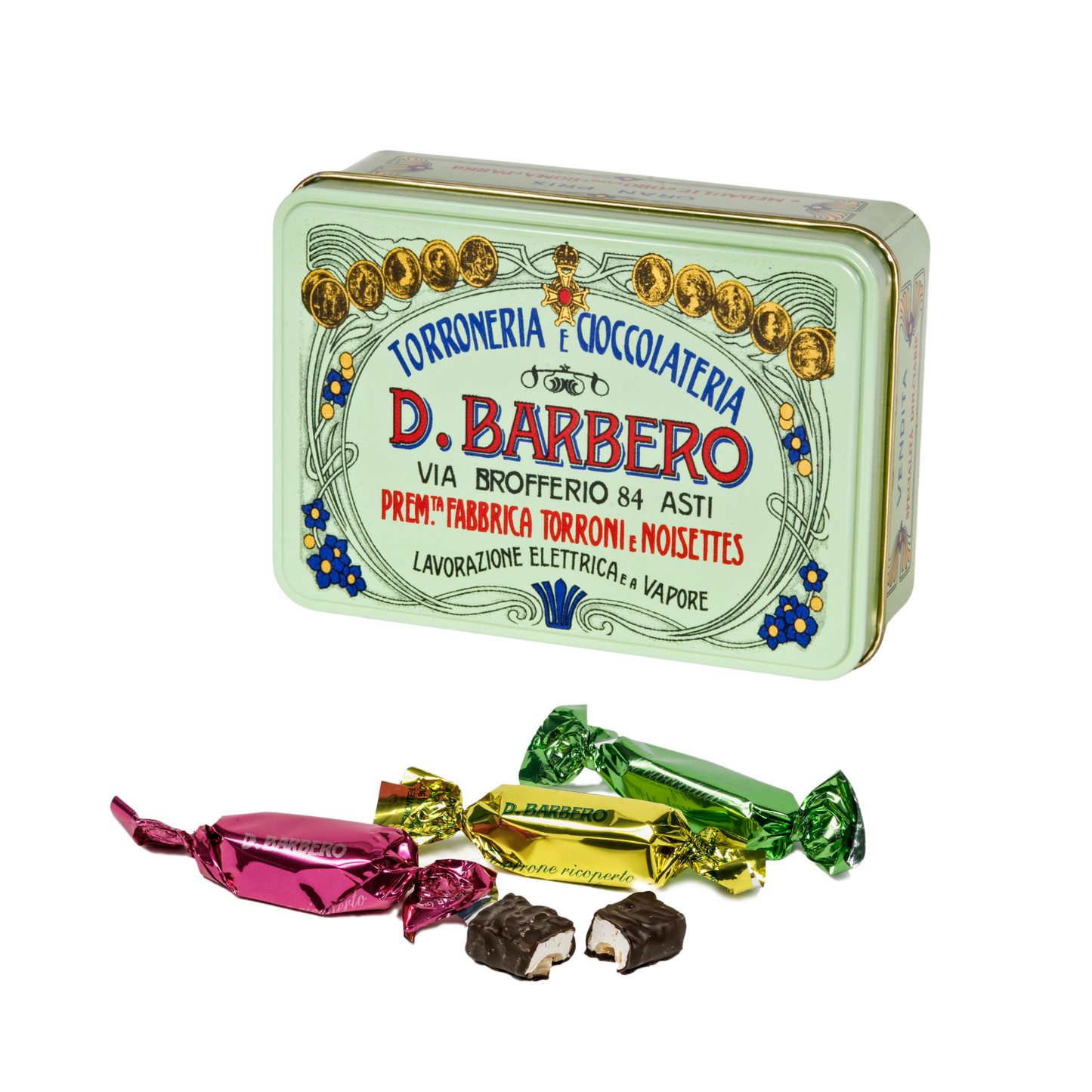 Torroncini scatola di metallo VERDE - GIFT BOX - 100gr