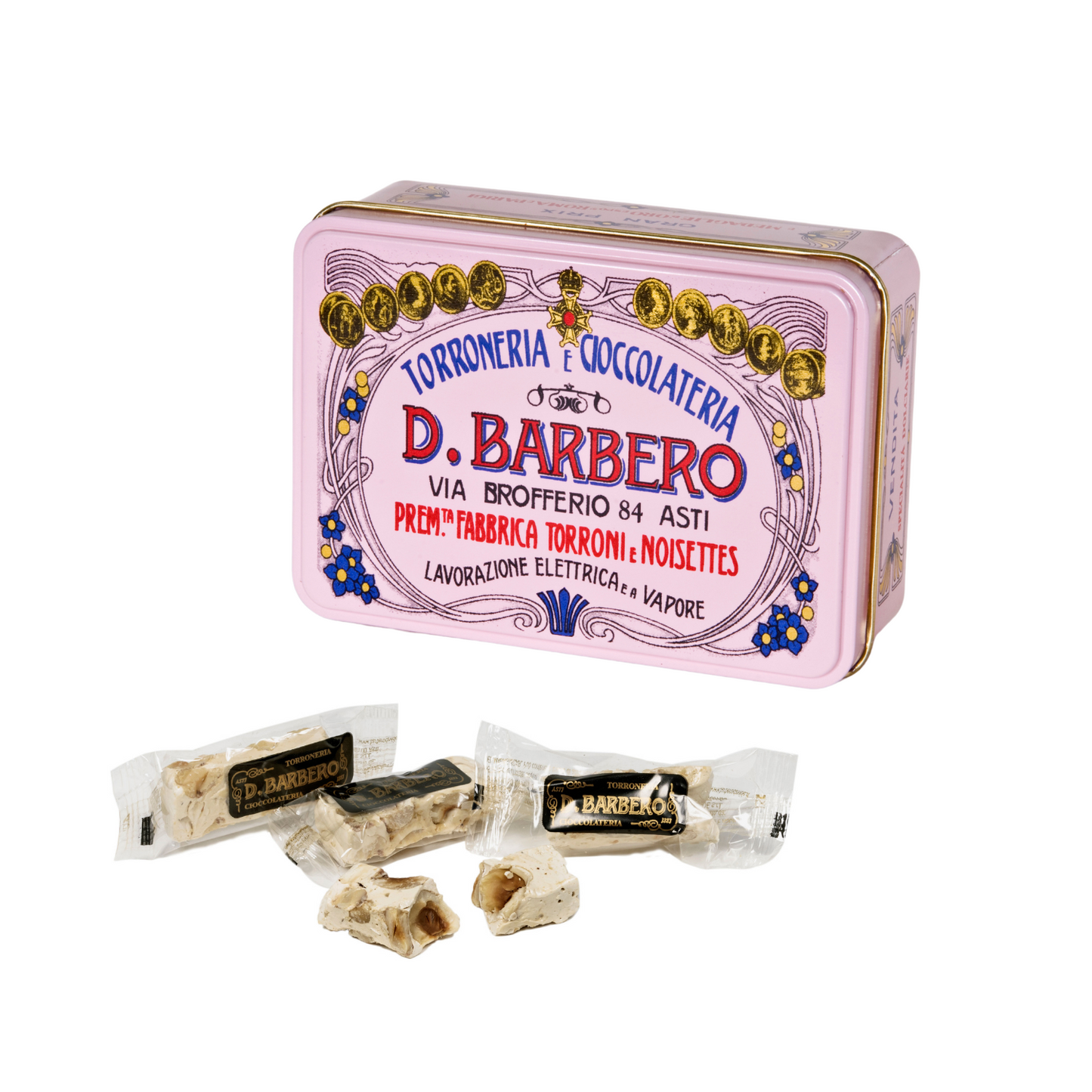 Torroncini scatola di metallo ROSA - GIFT BOX - 100gr