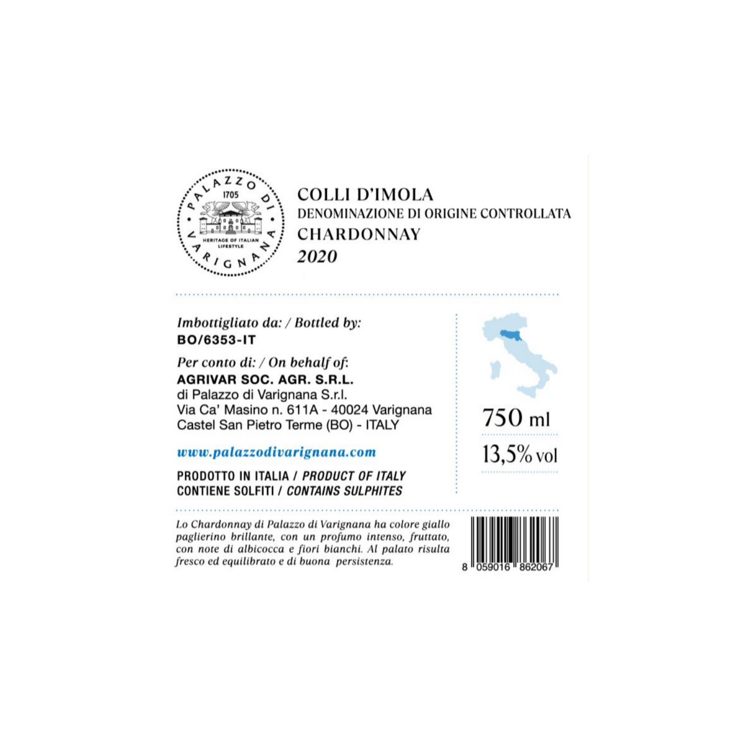 Chardonnay Colli D'Imola Palazzo Di Varignana - GIFT BOX - 1 x 750ml