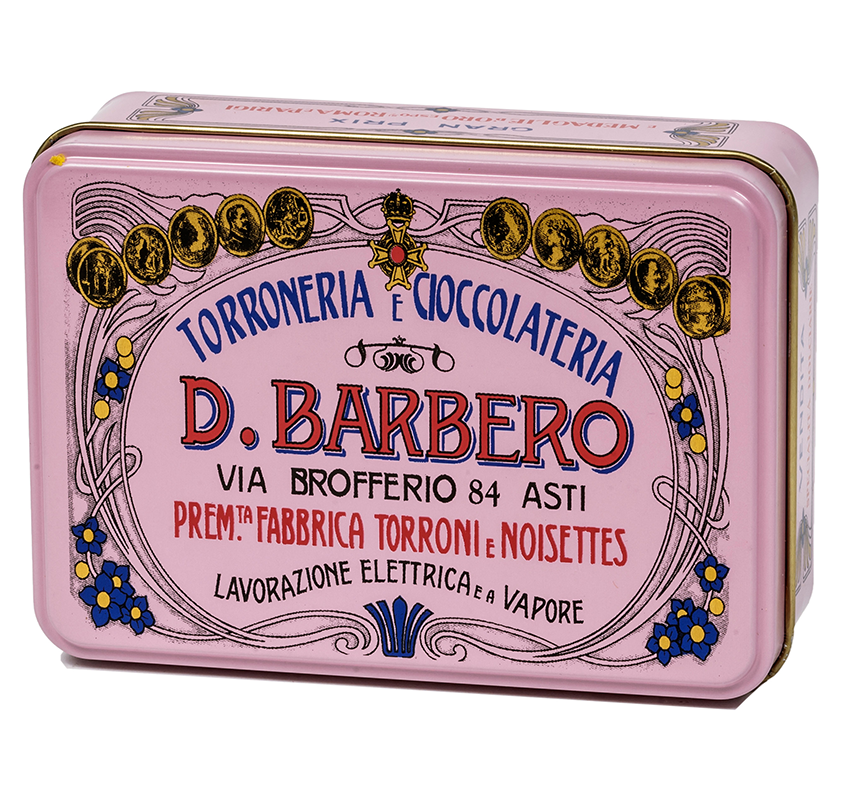 Torroncini scatola di metallo ROSA - GIFT BOX - 100gr